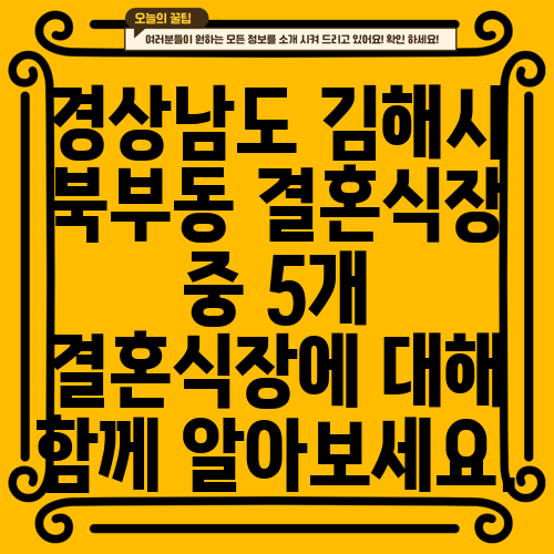 경상남도 김해시 북부동 결혼식장 중 5개 결혼식장에 대해 함께 알아보세요.