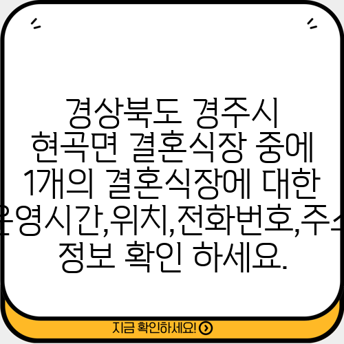경상북도 경주시 현곡면 결혼식장 중에 1개의 결혼식장에 대한 운영시간,위치,전화번호,주소 정보 확인 하세요.