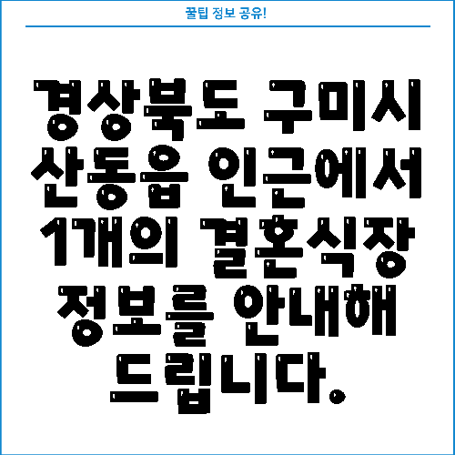 경상북도 구미시 산동읍 인근에서 1개의 결혼식장 정보를 안내해 드립니다.