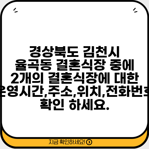 경상북도 김천시 율곡동 결혼식장 중에 2개의 결혼식장에 대한 운영시간,주소,위치,전화번호 확인 하세요.