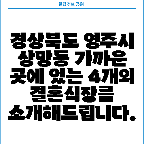 경상북도 영주시 상망동 가까운 곳에 있는 4개의 결혼식장를 소개해드립니다.