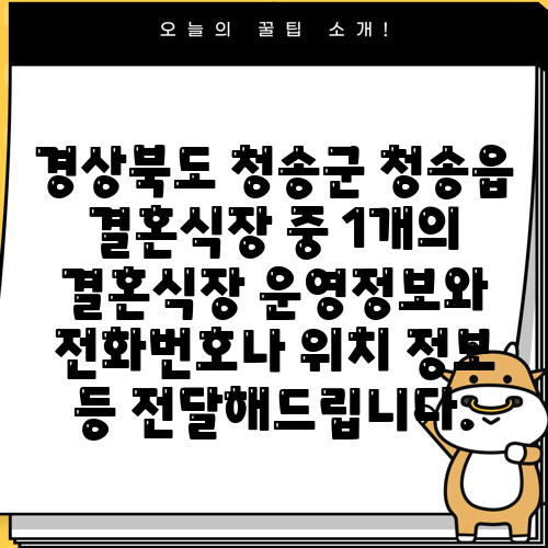 경상북도 청송군 청송읍 결혼식장 중 1개의 결혼식장 운영정보와 전화번호나 위치 정보 등 전달해드립니다.