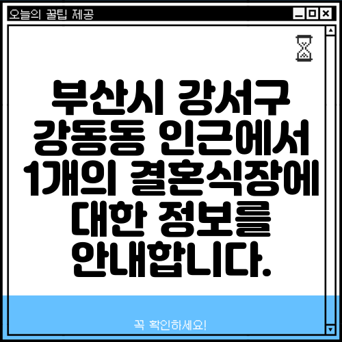부산시 강서구 강동동 인근에서 1개의 결혼식장에 대한 정보를 안내합니다.