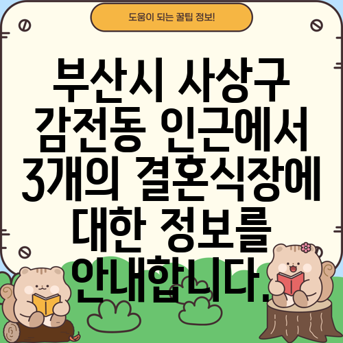 부산시 사상구 감전동 인근에서 3개의 결혼식장에 대한 정보를 안내합니다.