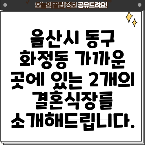 울산시 동구 화정동 가까운 곳에 있는 2개의 결혼식장를 소개해드립니다.