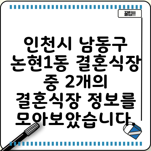 인천시 남동구 논현1동 결혼식장 중 2개의 결혼식장 정보를 모아보았습니다.
