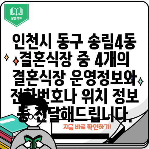 인천시 동구 송림4동 결혼식장 중 4개의 결혼식장 운영정보와 전화번호나 위치 정보 등 전달해드립니다.