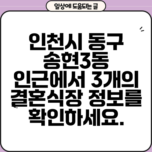 인천시 동구 송현3동 인근에서 3개의 결혼식장 정보를 확인하세요.