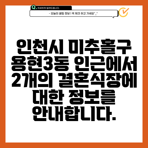 인천시 미추홀구 용현3동 인근에서 2개의 결혼식장에 대한 정보를 안내합니다.
