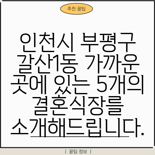 인천시 부평구 갈산1동 가까운 곳에 있는 5개의 결혼식장를 소개해드립니다.