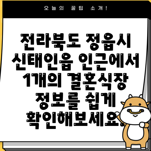 전라북도 정읍시 신태인읍 인근에서 1개의 결혼식장 정보를 쉽게 확인해보세요.
