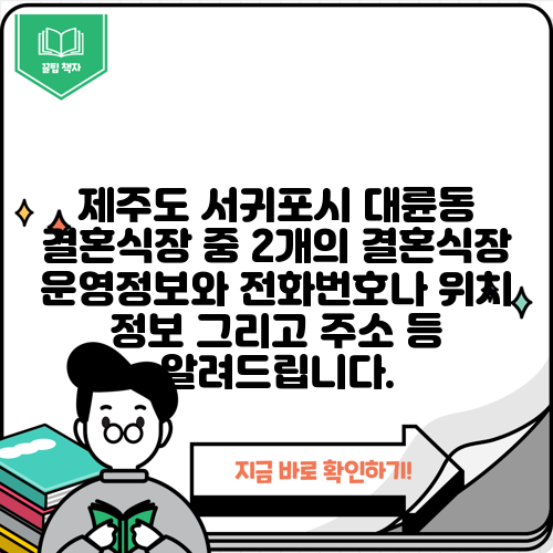 제주도 서귀포시 대륜동 결혼식장 중 2개의 결혼식장 운영정보와 전화번호나 위치 정보 그리고 주소 등 알려드립니다.