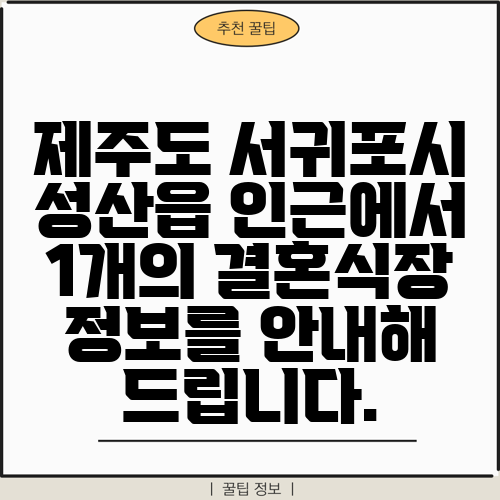 제주도 서귀포시 성산읍 인근에서 1개의 결혼식장 정보를 안내해 드립니다.