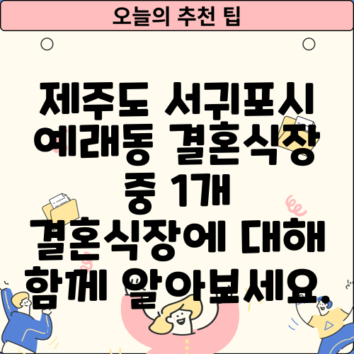 제주도 서귀포시 예래동 결혼식장 중 1개 결혼식장에 대해 함께 알아보세요.