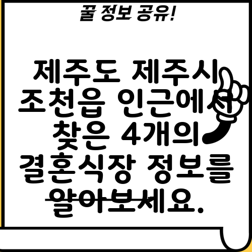 제주도 제주시 조천읍 인근에서 찾은 4개의 결혼식장 정보를 알아보세요.