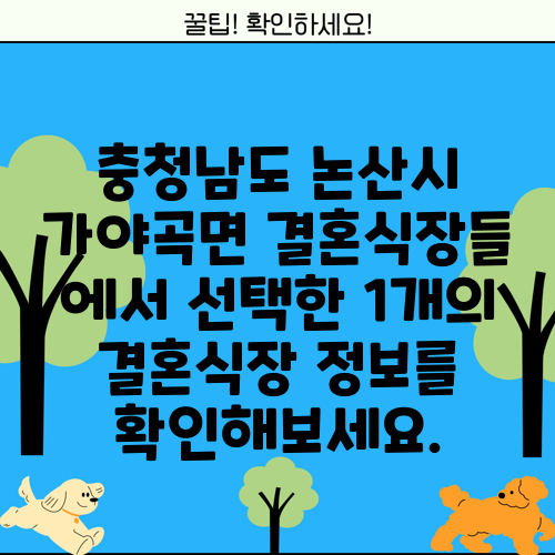 충청남도 논산시 가야곡면 결혼식장들 에서 선택한 1개의 결혼식장 정보를 확인해보세요.