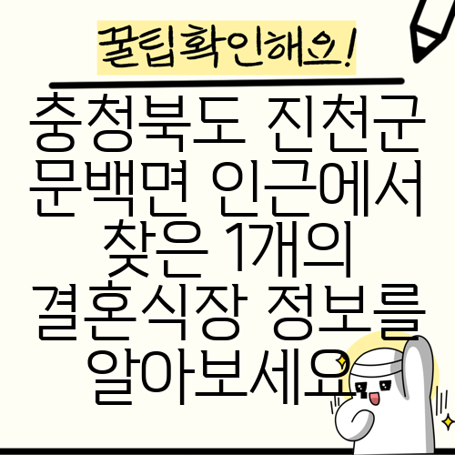 충청북도 진천군 문백면 인근에서 찾은 1개의 결혼식장 정보를 알아보세요.