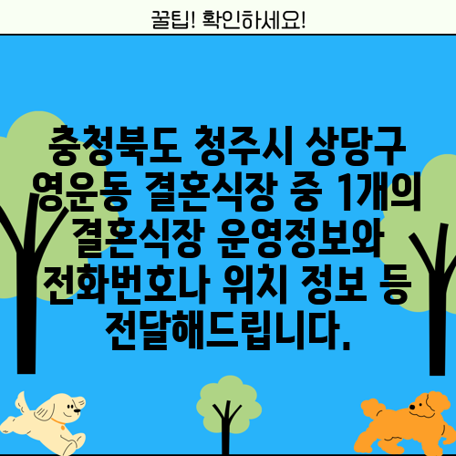 충청북도 청주시 상당구 영운동 결혼식장 중 1개의 결혼식장 운영정보와 전화번호나 위치 정보 등 전달해드립니다.